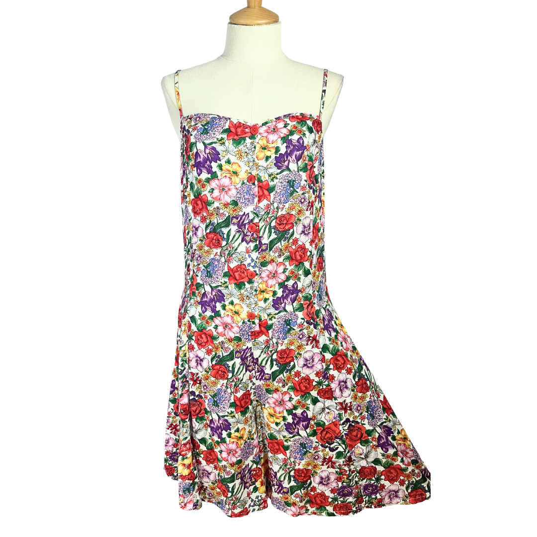 Floral spaghetti strap playsuit - S/M