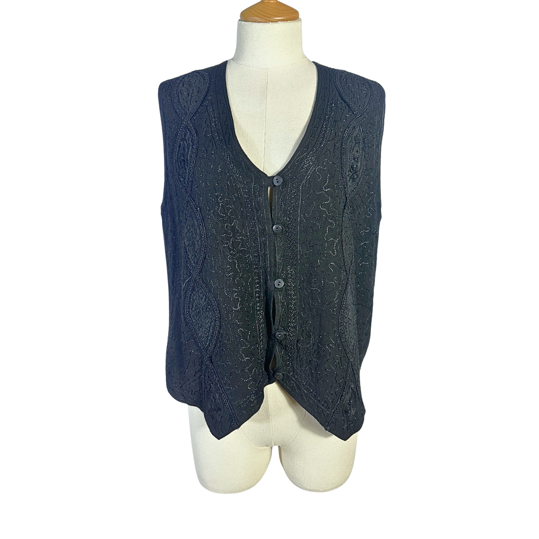 Black boho embroidered waistcoat - M