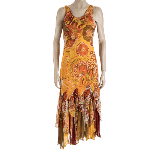 Nicci printed sleeveless maxi dress with sequins and fairy hem - S