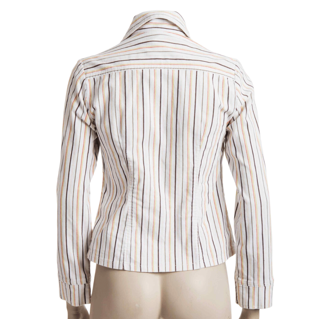Stripe zipped-up corduroy shirt - M