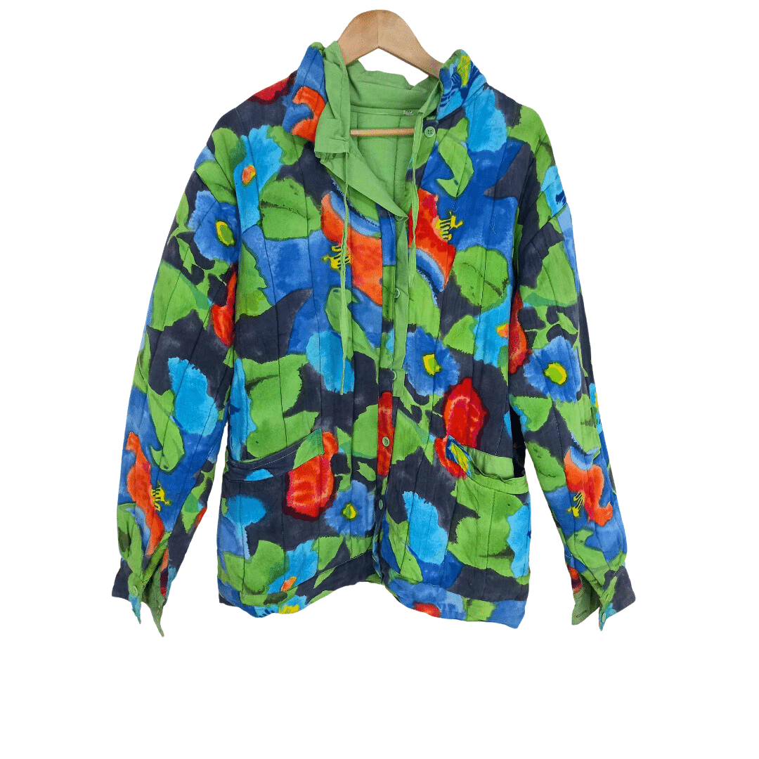 Colourful floral puffer jacket - M