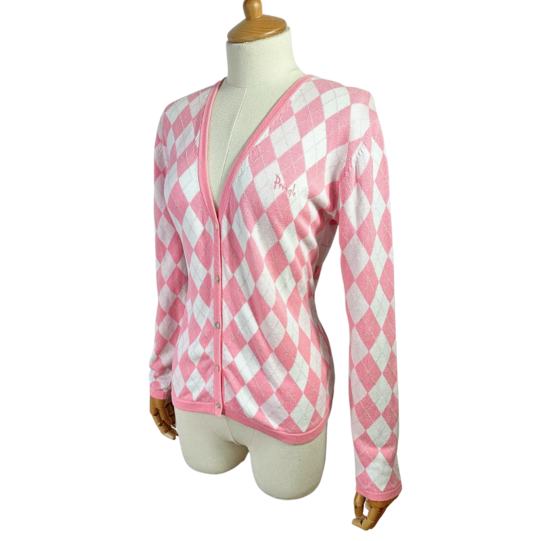 Pringle of Scotland argyle and stripe knit cardigan - M