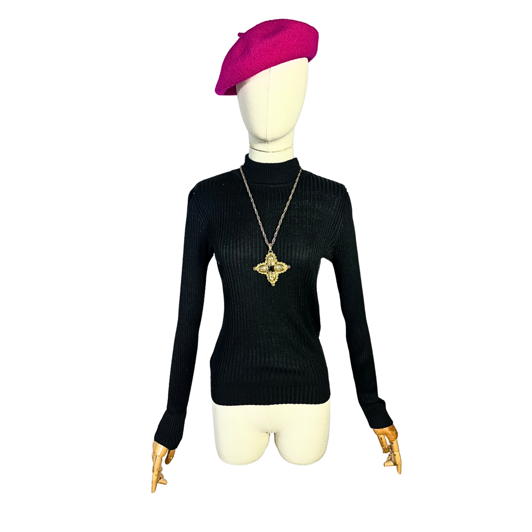 Mock neck silk knit top - M