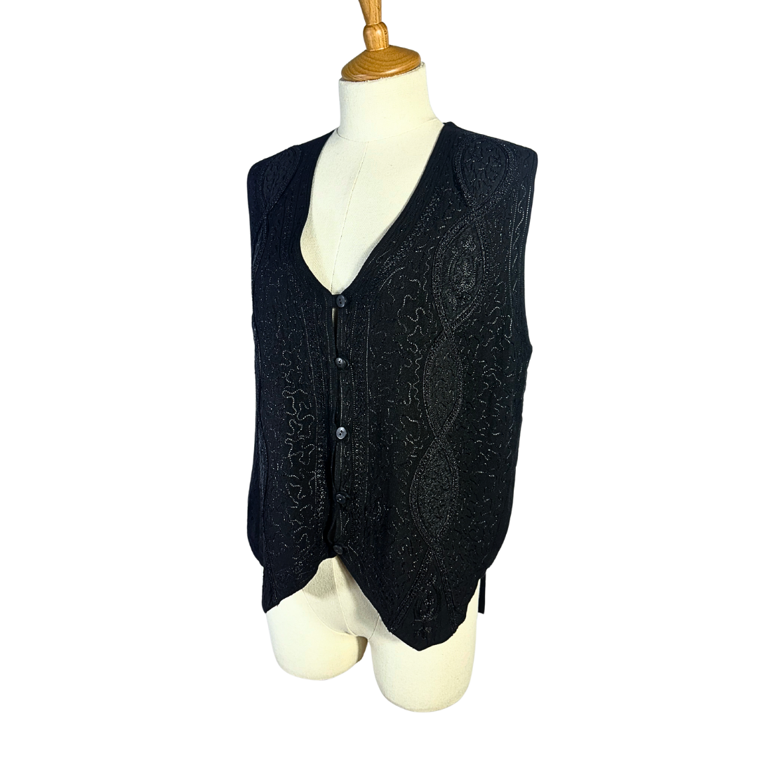 Black boho embroidered waistcoat - M