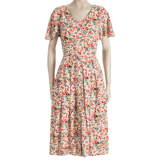 Floral angel sleeve button down dress - M