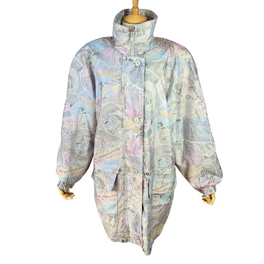 Vintage abstract print windbreaker jacket - 2XL