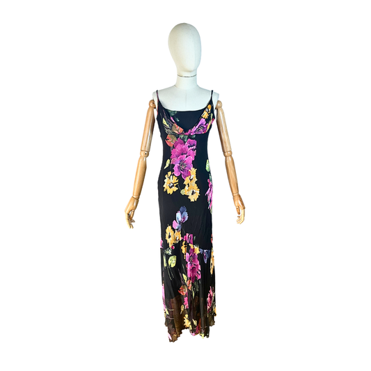 Floral spaghetti strap maxi dress - M