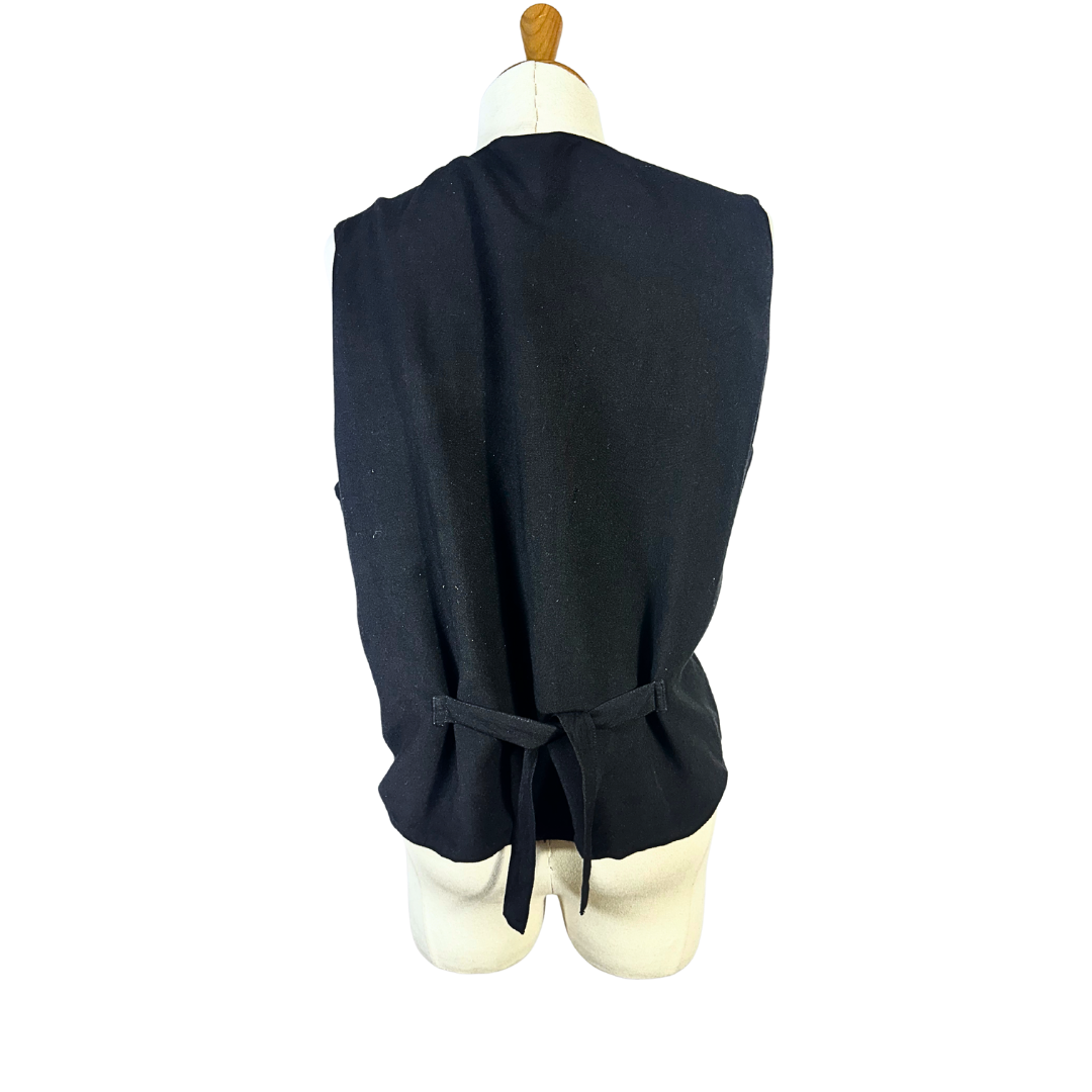 Black boho embroidered waistcoat - M
