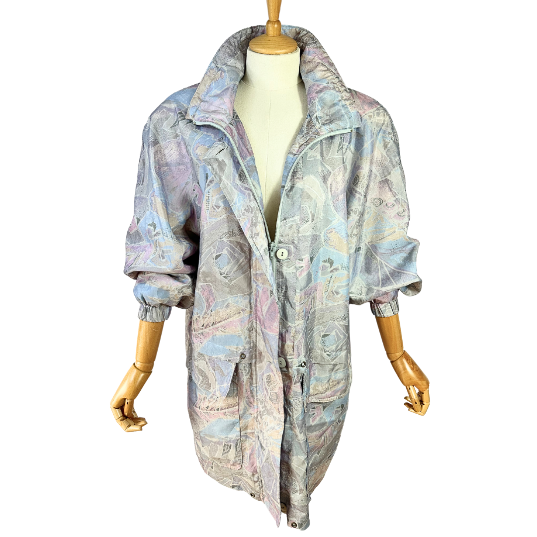 Vintage abstract print windbreaker jacket - 2XL