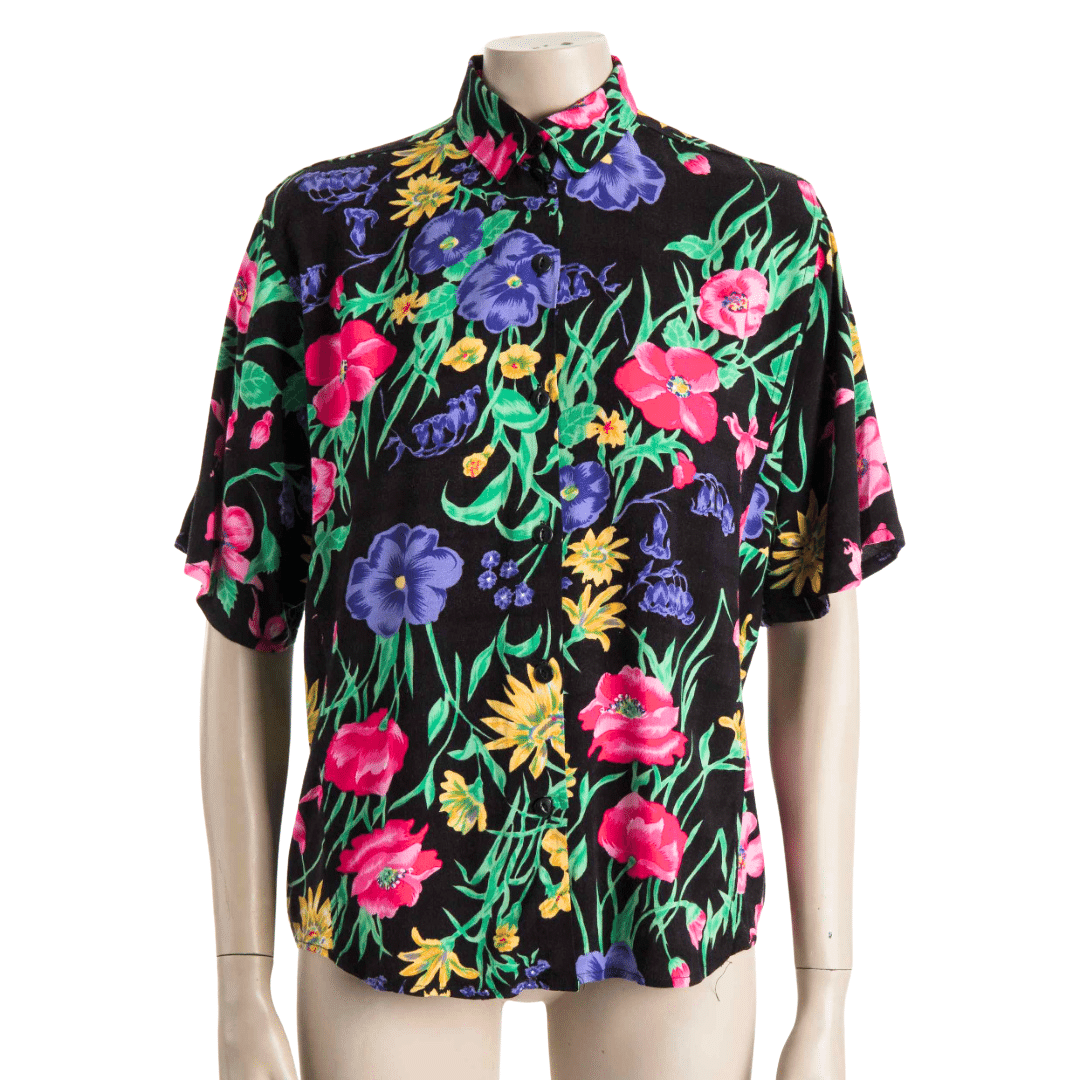Colourful floral shortsleeve shirt - L