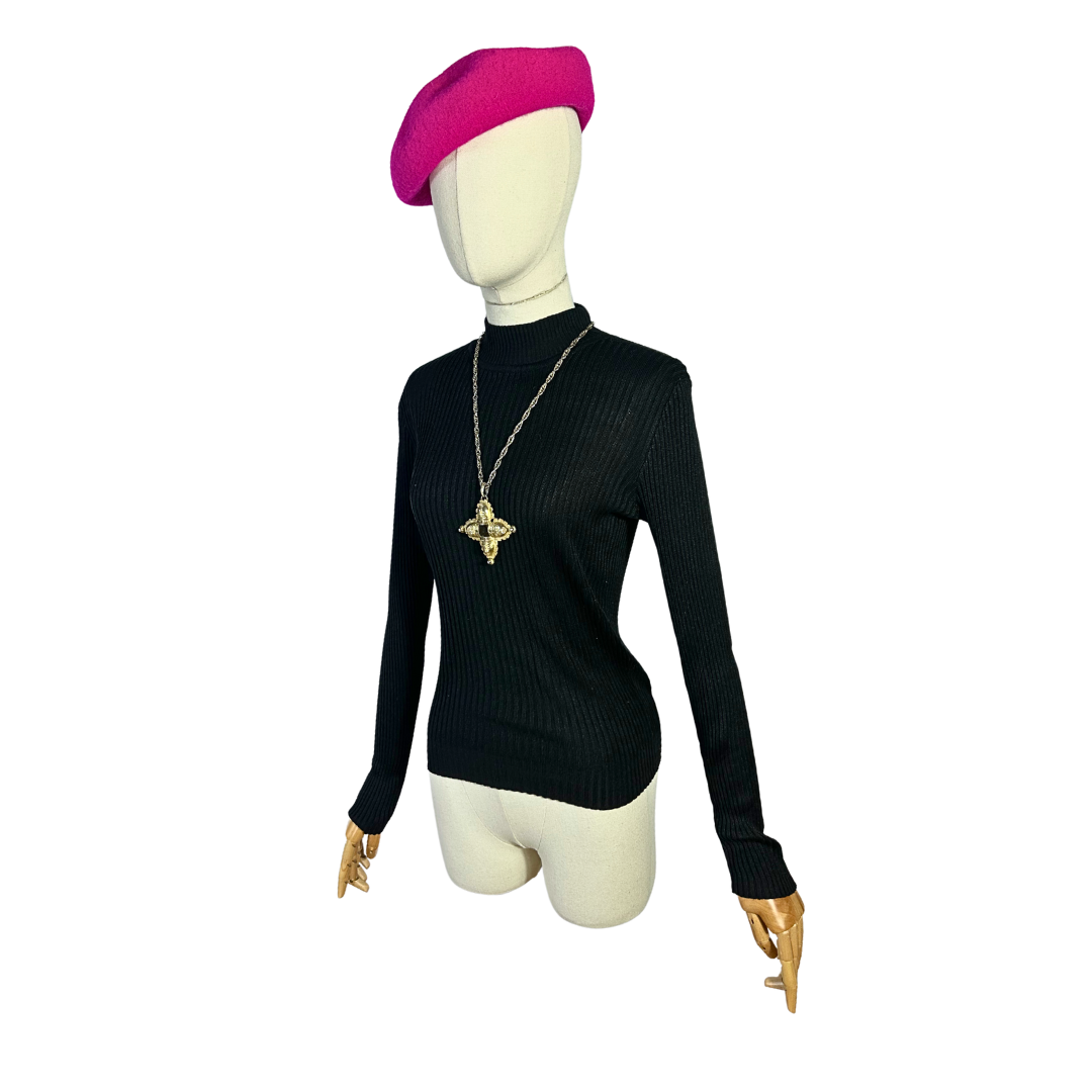 Mock neck silk knit top - M