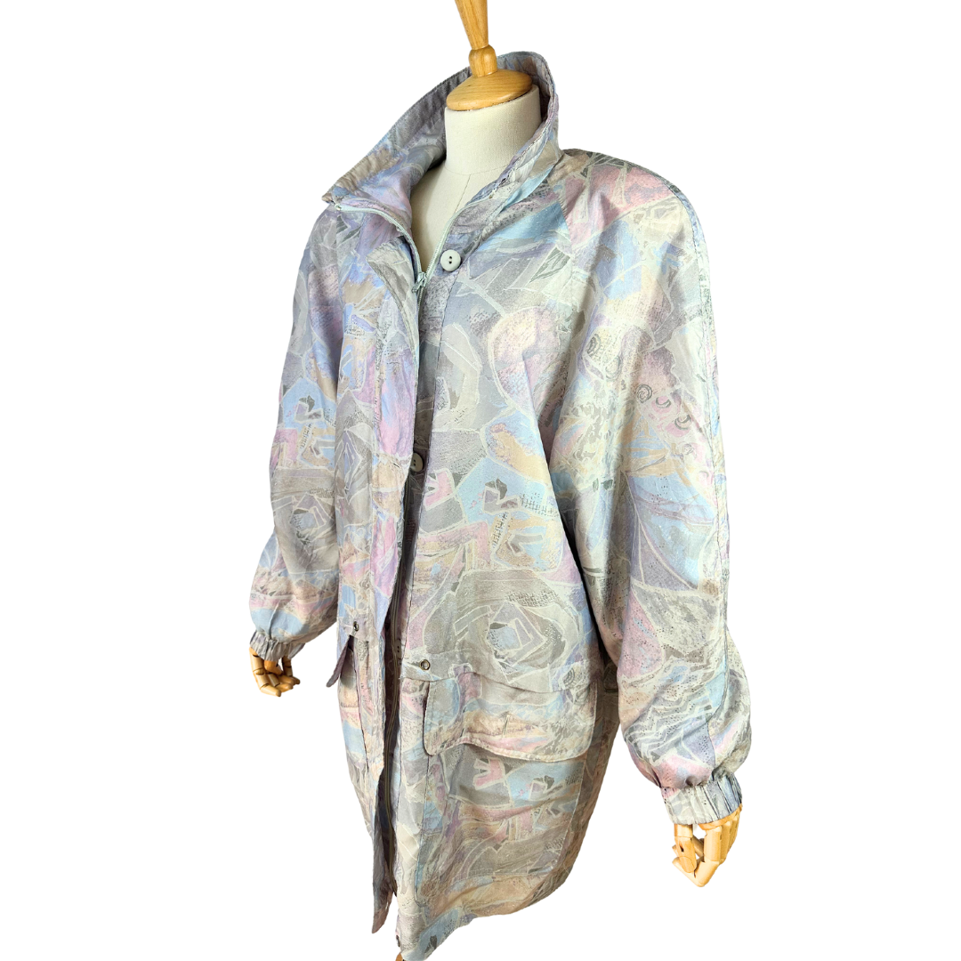 Vintage abstract print windbreaker jacket - 2XL