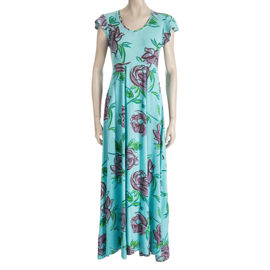 Floral capsleeve maxi dress - M