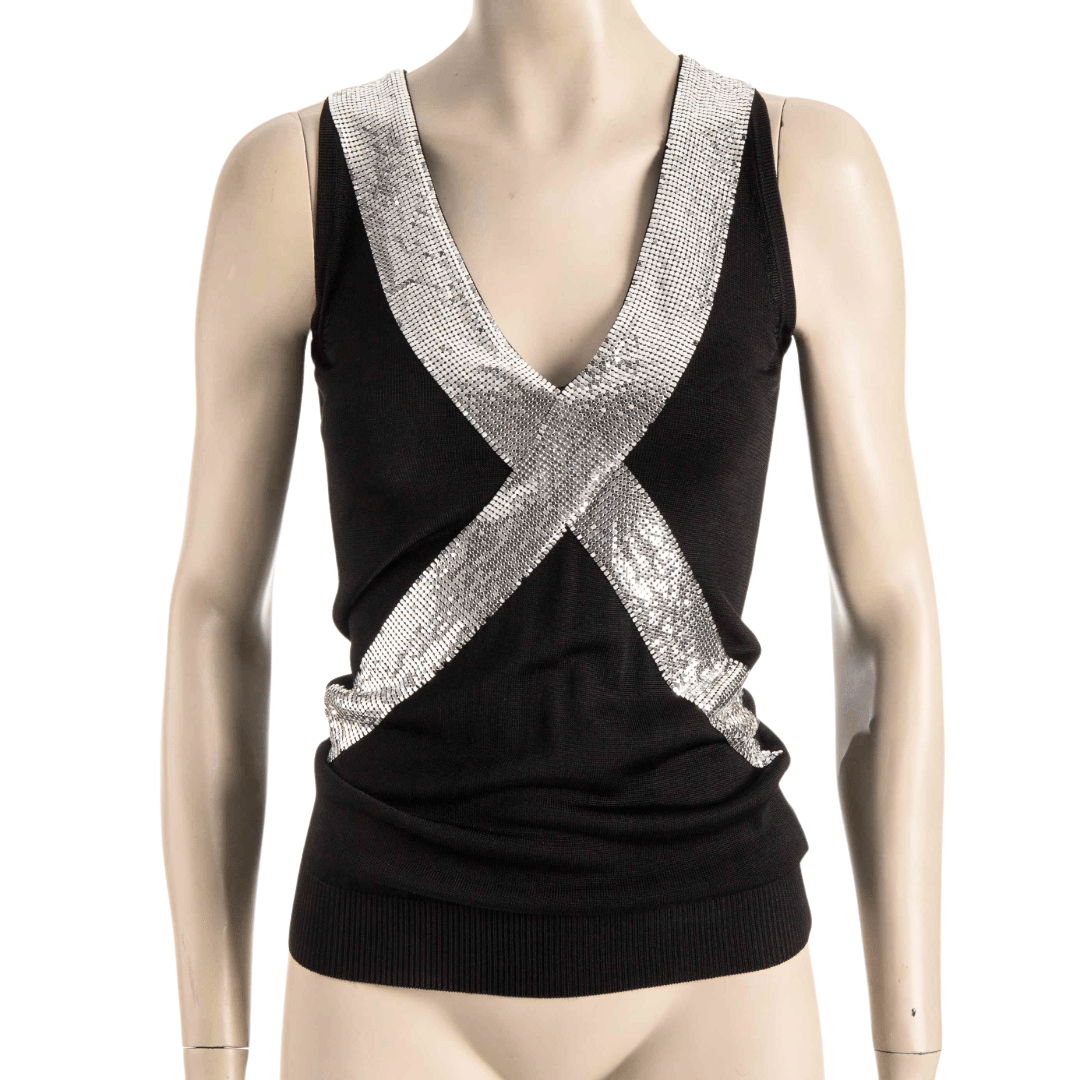 Jenni Button chainmail detail sleeveless top - S
