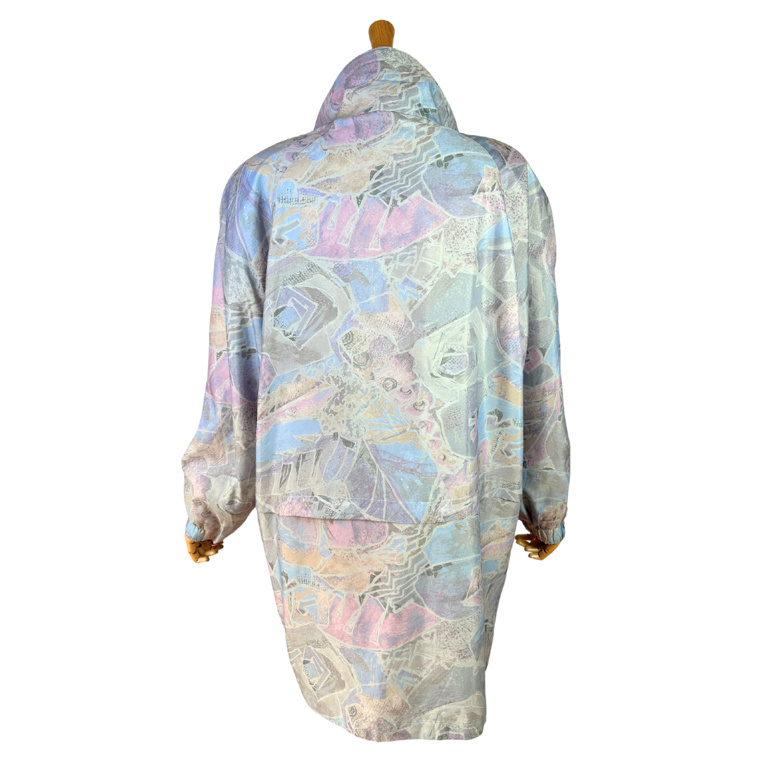 Vintage abstract print windbreaker jacket - 2XL