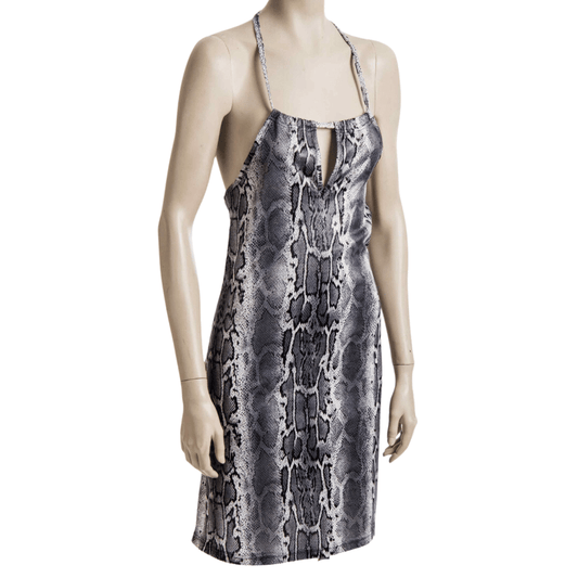 Snakeskin printed halter dress - S