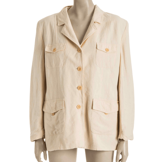 Linen blend jacket with pockets - L