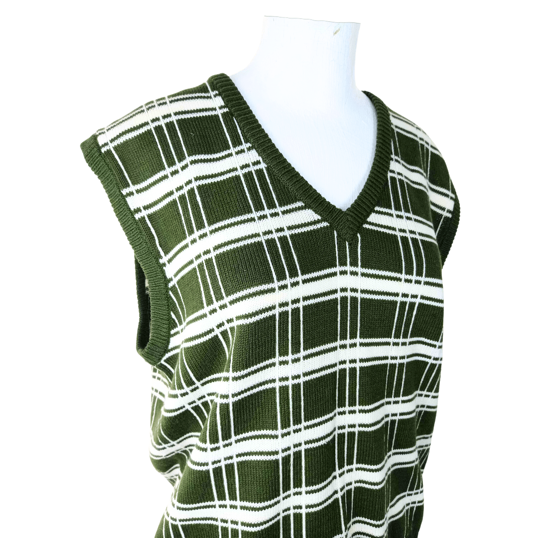 V-neck checkered sleeveless jersey - M/L