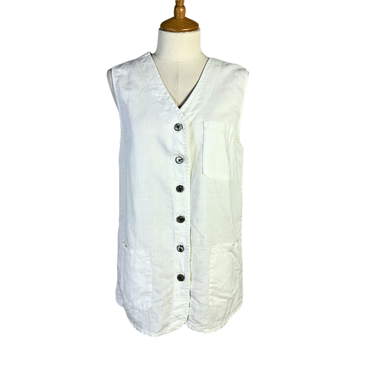 White 90s button down blouse - M