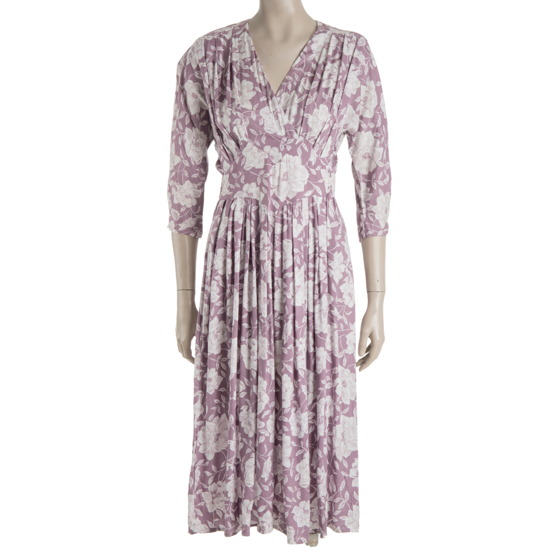 Vintage floral vneck maxi dress - M