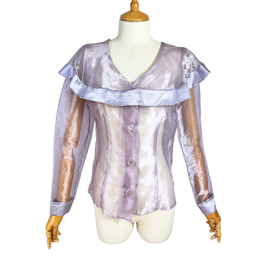 Lilac vintage sheer blouse - S