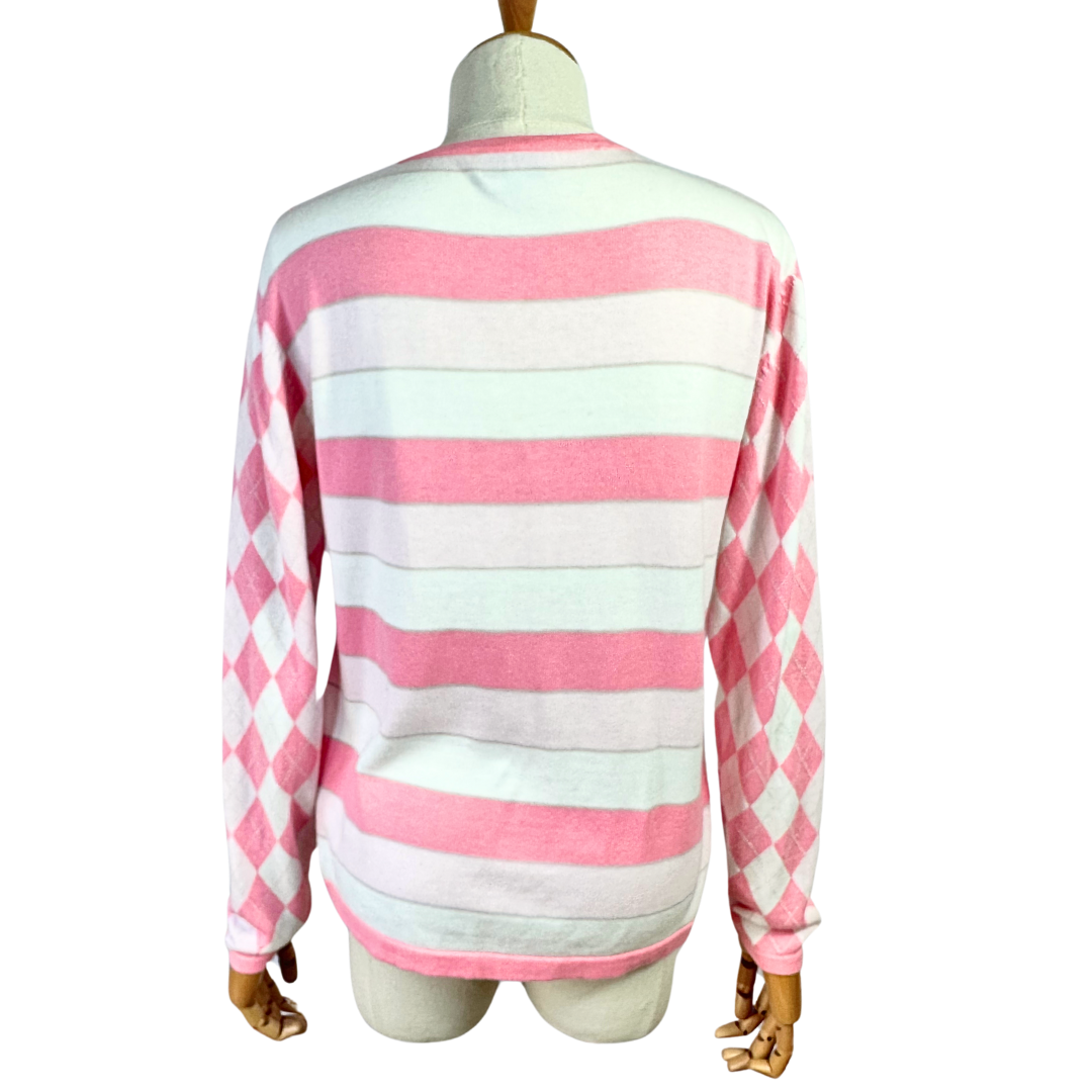 Pringle of Scotland argyle and stripe knit cardigan - M