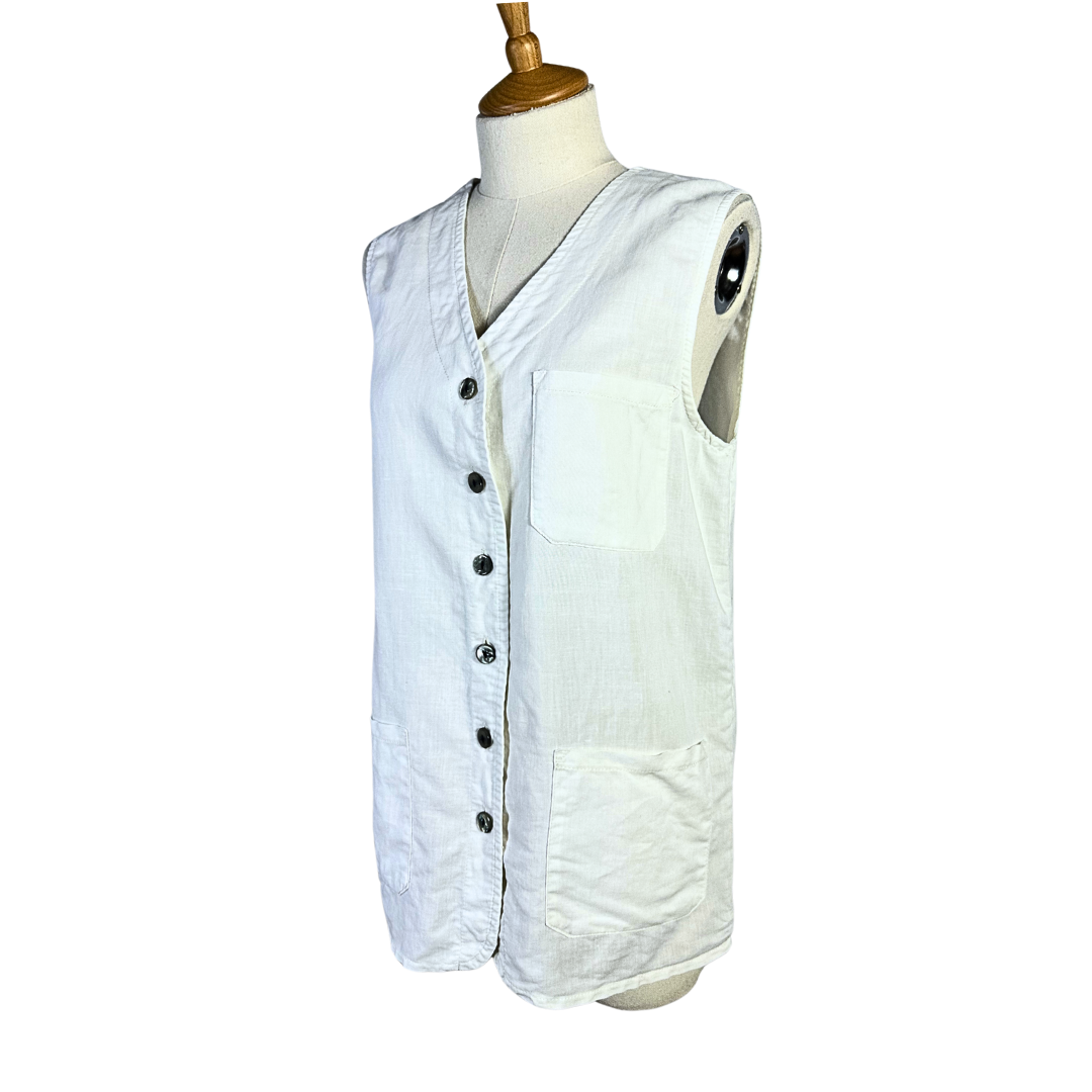White 90s button down blouse - M
