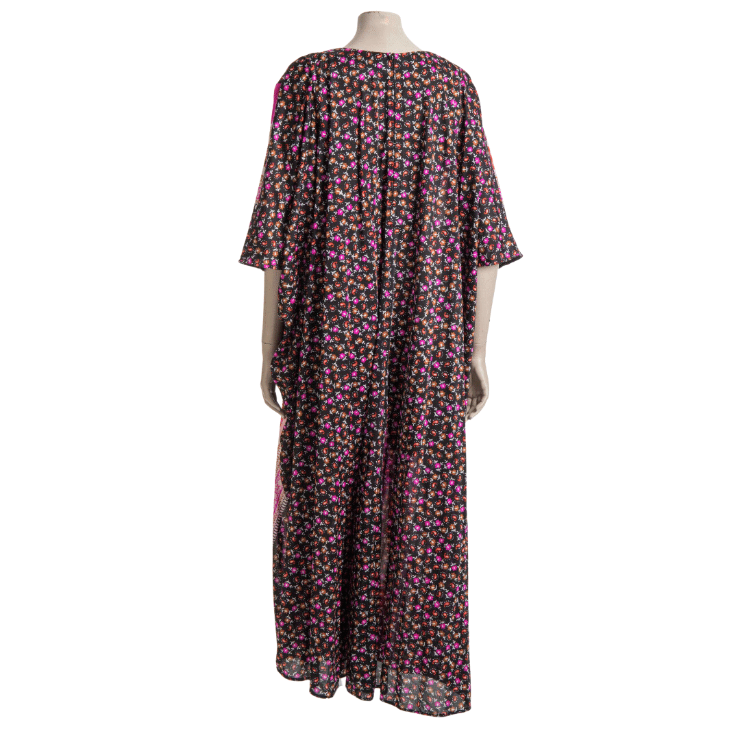 70s floral vintage kaftan maxi dress - S/M