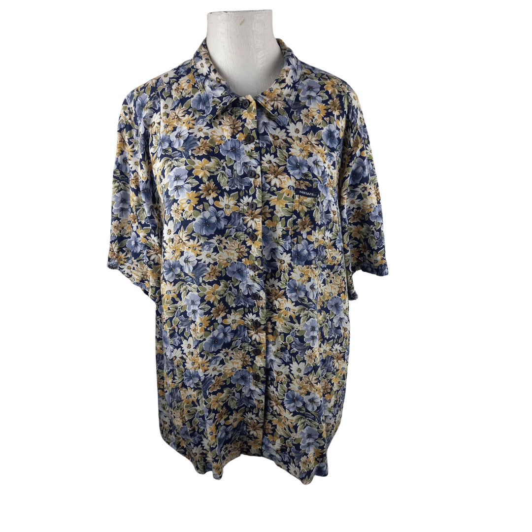 Vintage floral shortsleeve shirt - M