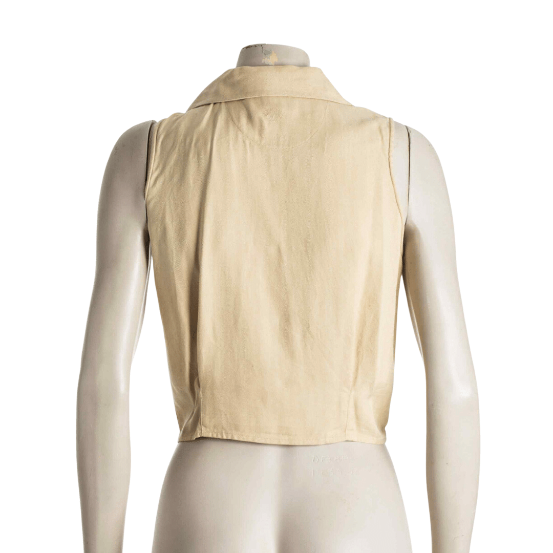 Silk sleeveless tie-front cropped shirt - S