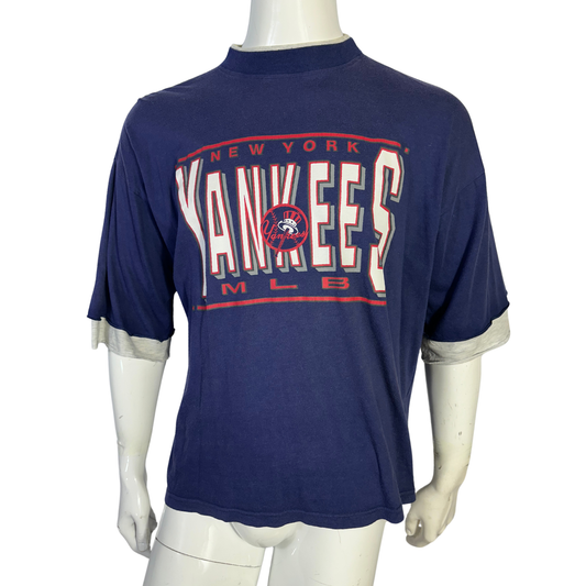 Blue 90s NY Yankees tshirt - L