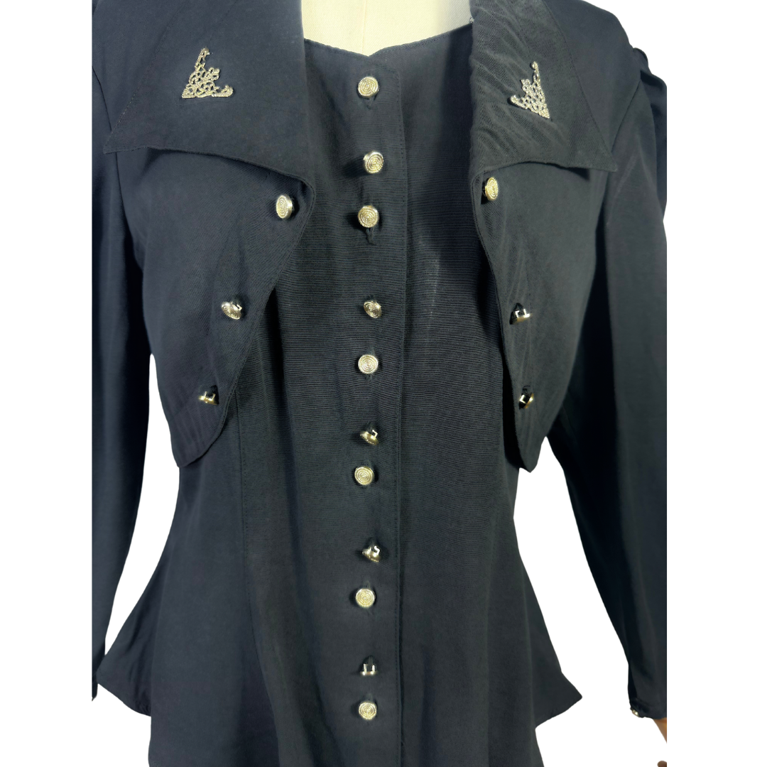 Black vintage button down blouse - M