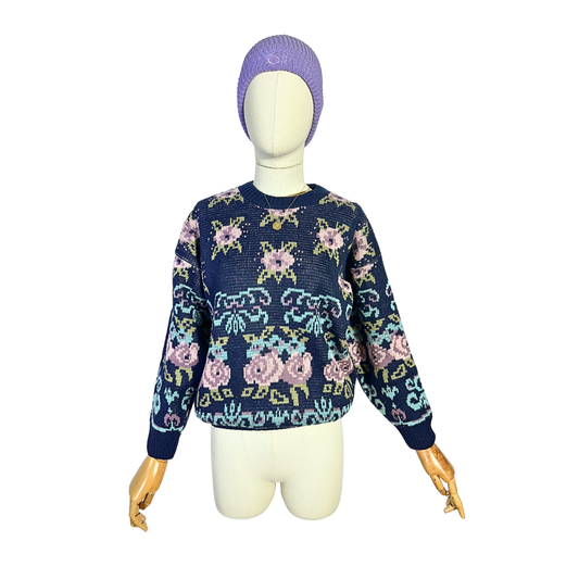 Vintage floral pattern knit - S