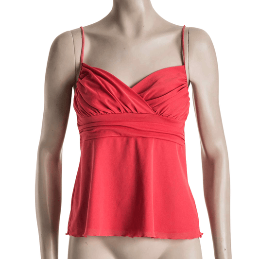 Spaghetti strap mesh empire cut top - M