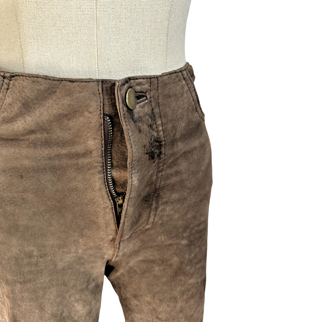 Brown Y2K suede bootleg pants - XS