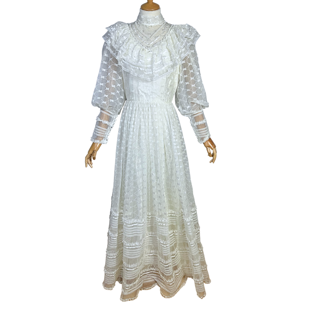 70s vintage wedding dress - S