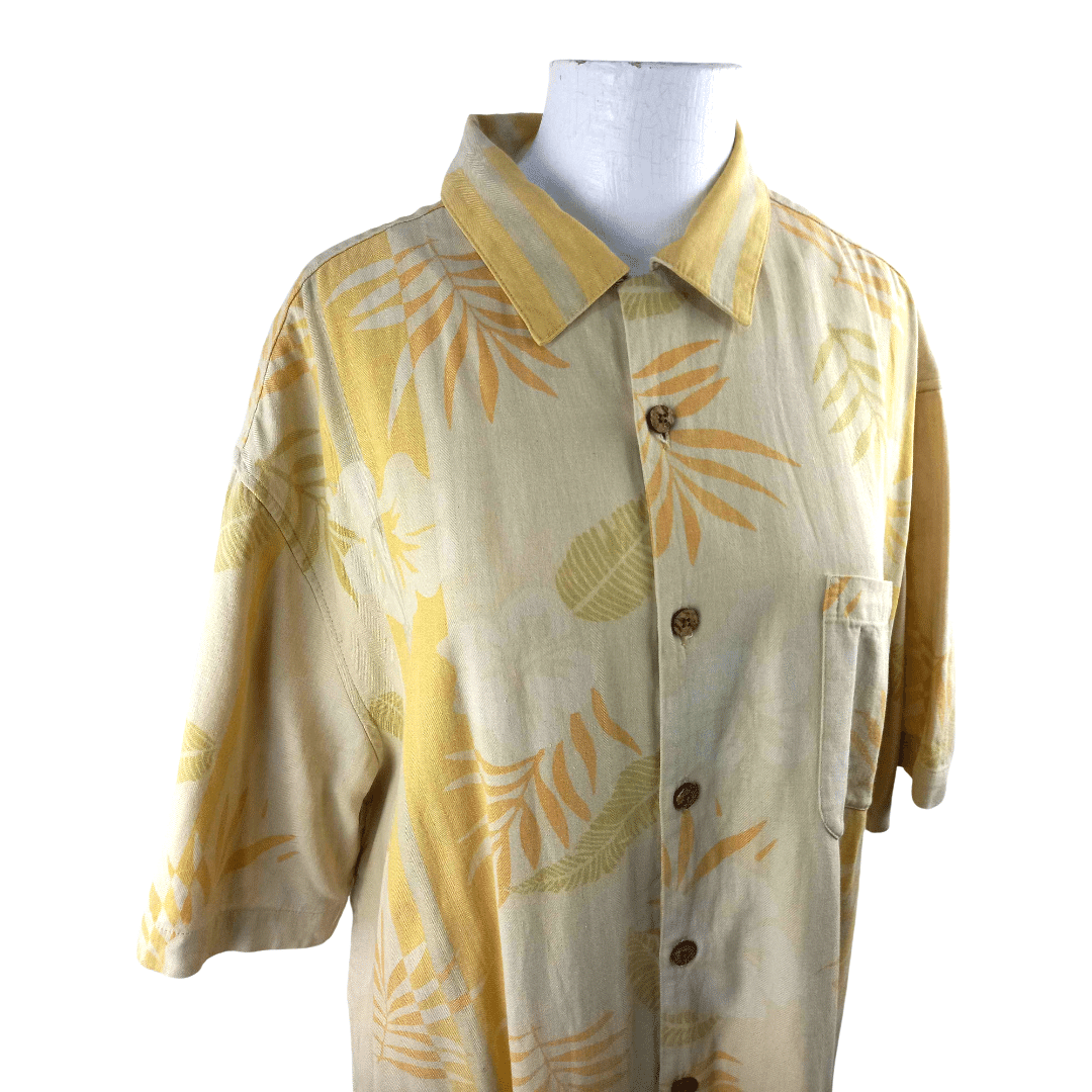 Yellow leaves print shirt - L