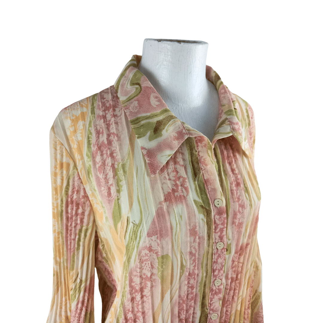 Vintage floral pleated shirt - L