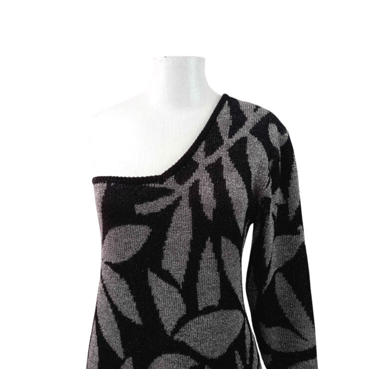 80s one shoulder knit dress- M