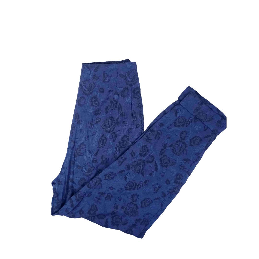 Navy floral vintage high waisted pants - S