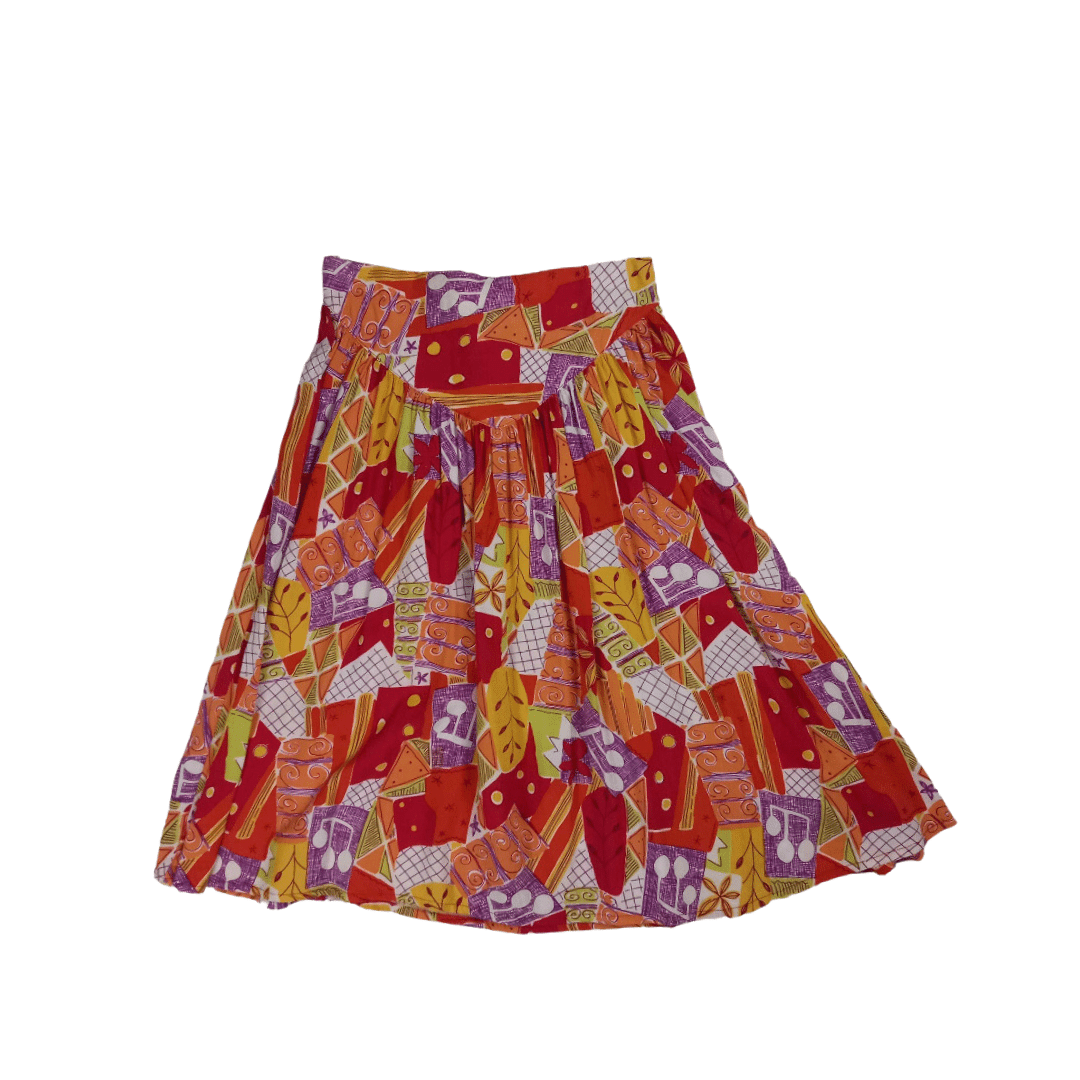 80s printed skirt with elasticated back - XS/S