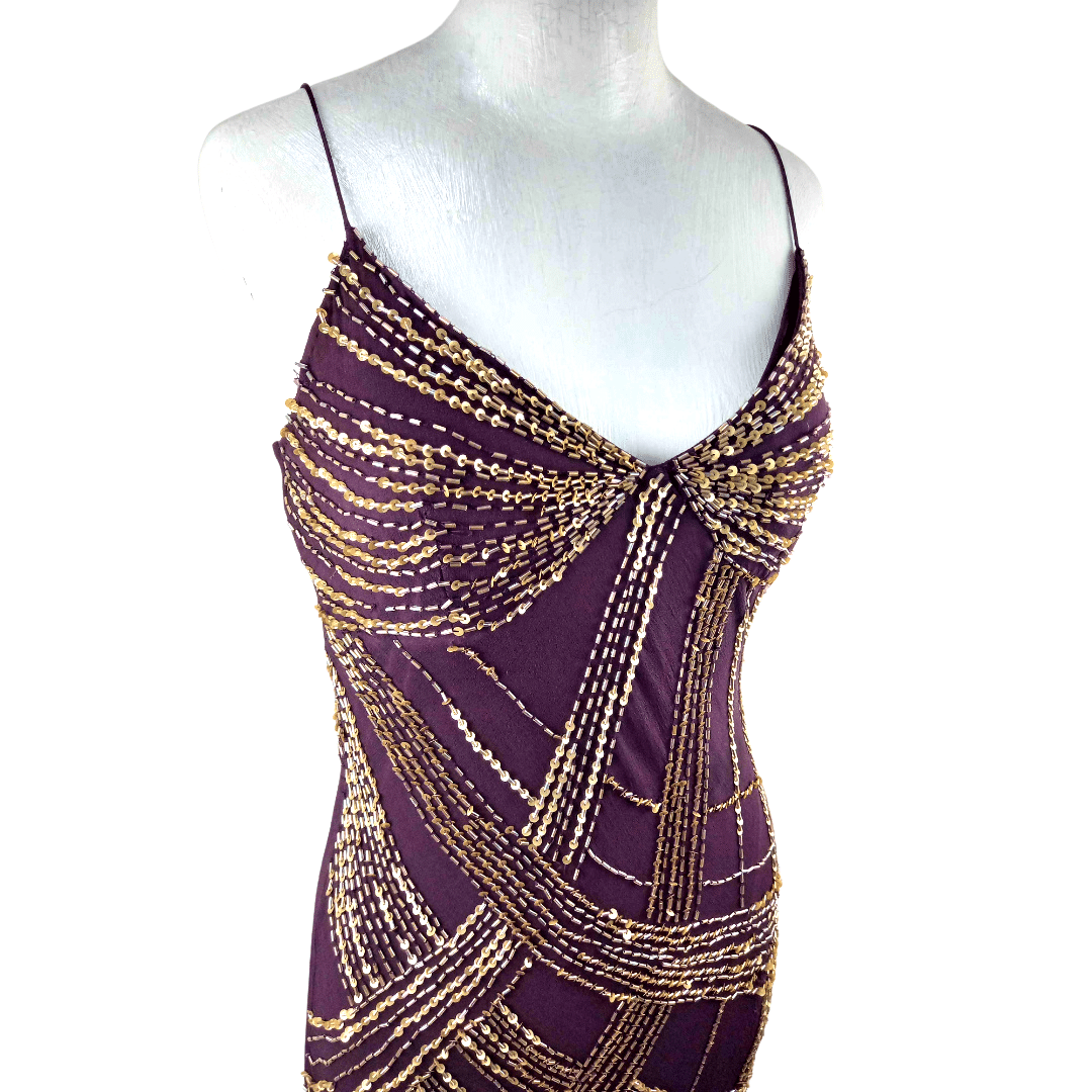 Silk beaded cocktail dress - S