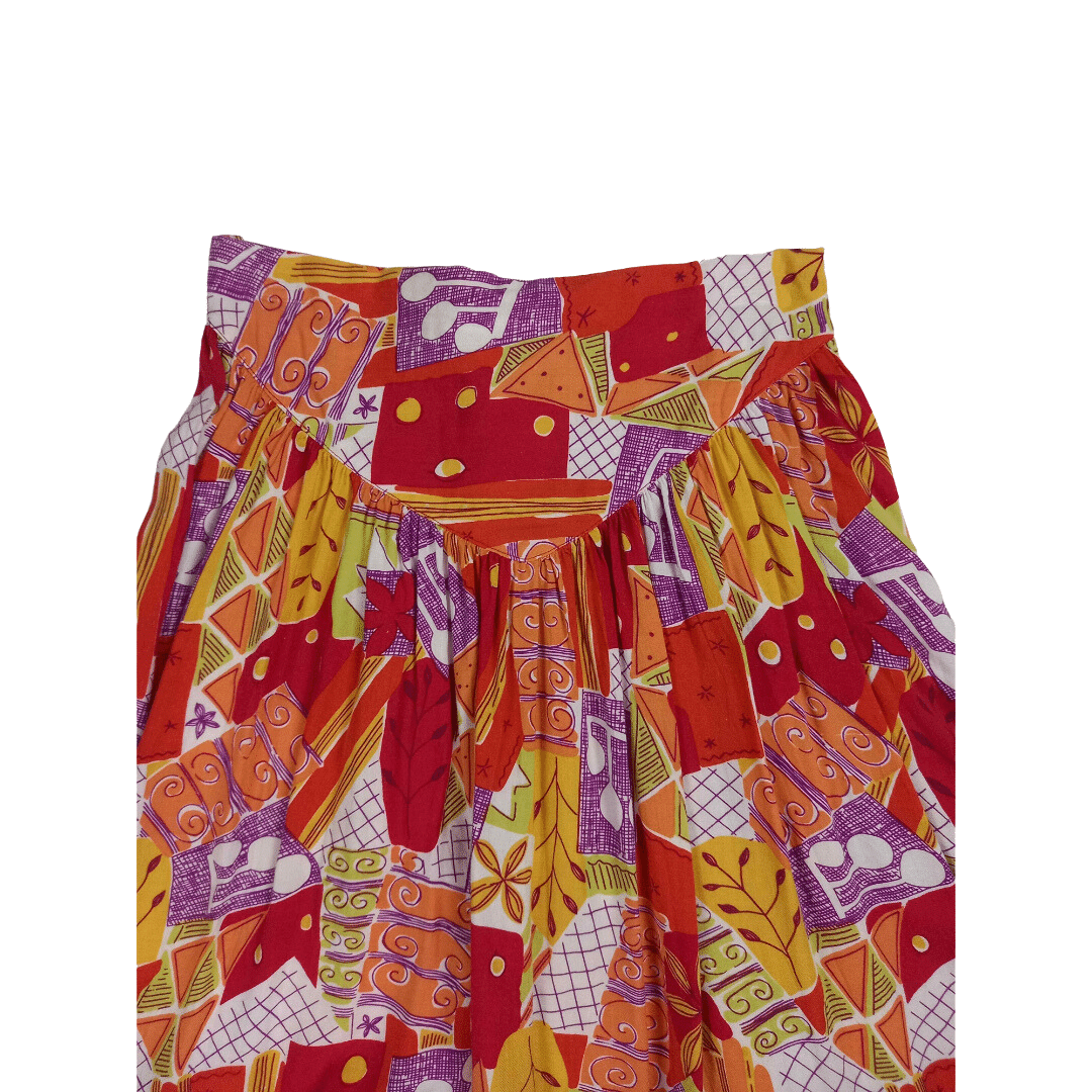 80s printed skirt with elasticated back - XS/S