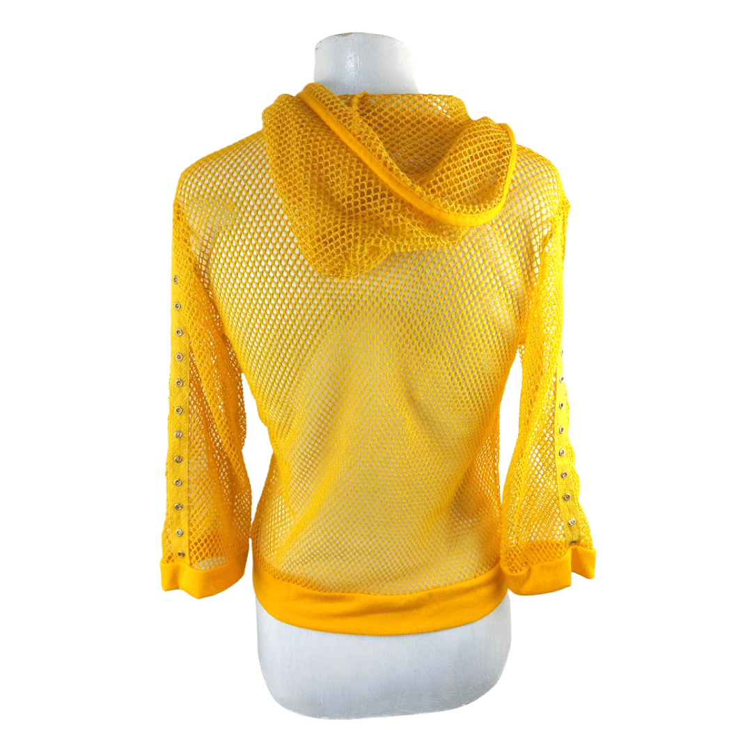 Yellow fishnet hoodie - XS/S