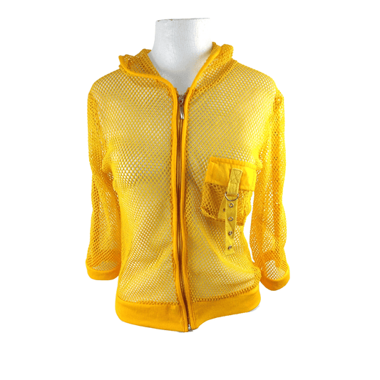 Yellow fishnet hoodie - XS/S