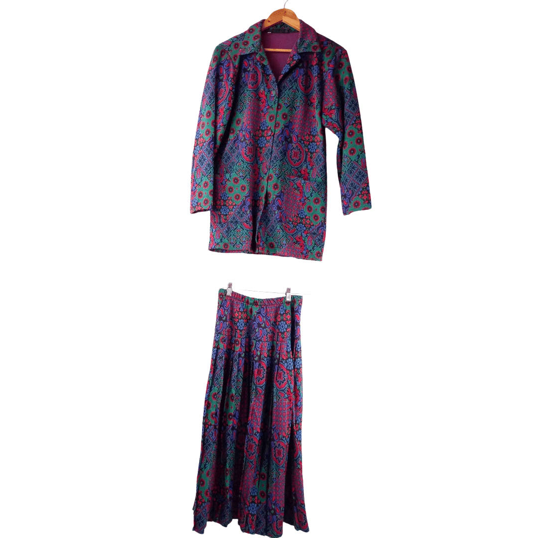 Paisley skirt and jacket two-piece- S/M