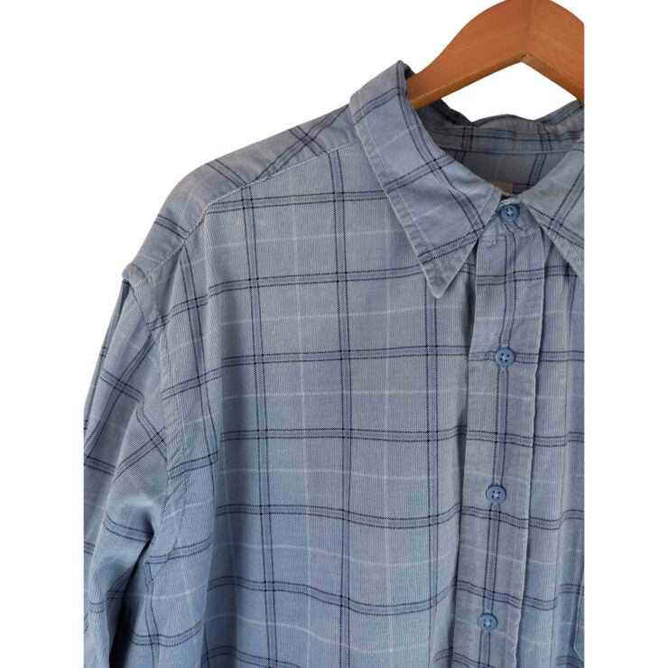 Blue check corduroy vintage shirt- 2XL