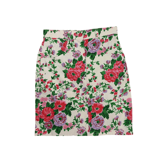Floral high waisted mini skirt- small