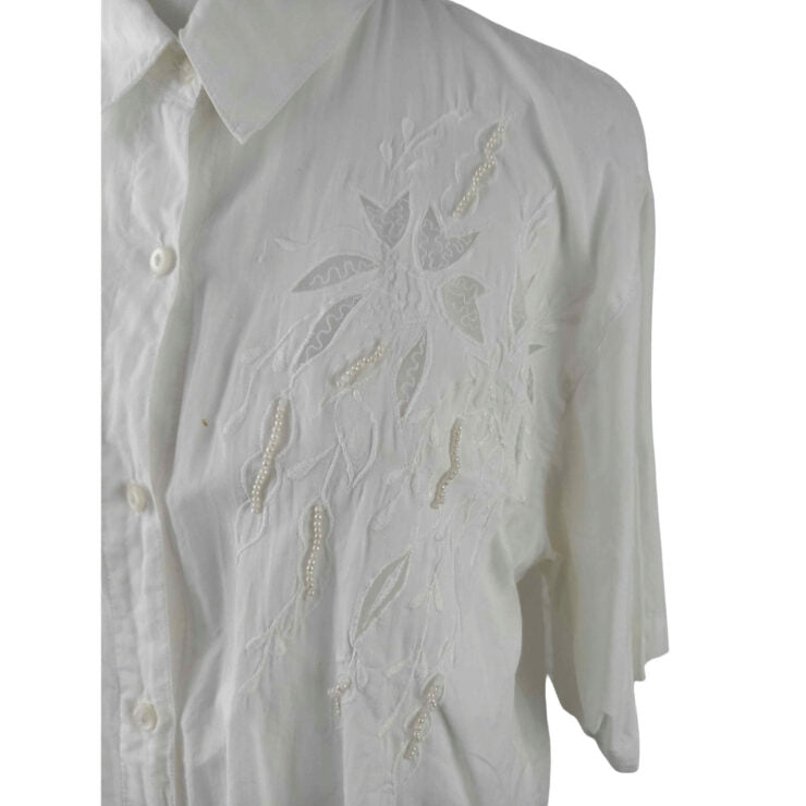 Vintage embroided, beaded and sheer shirt- M