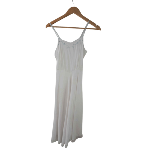 White embroided strap dress- XS